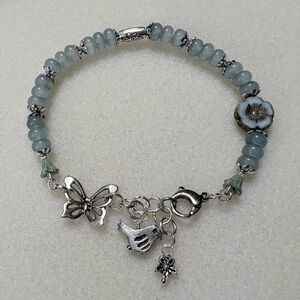 Silver and Blue Charm Bracelet
